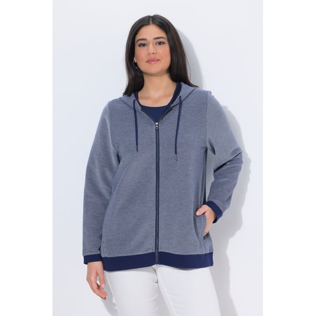 Veste en molleton, matière texturée bleu encre <span itemprop=