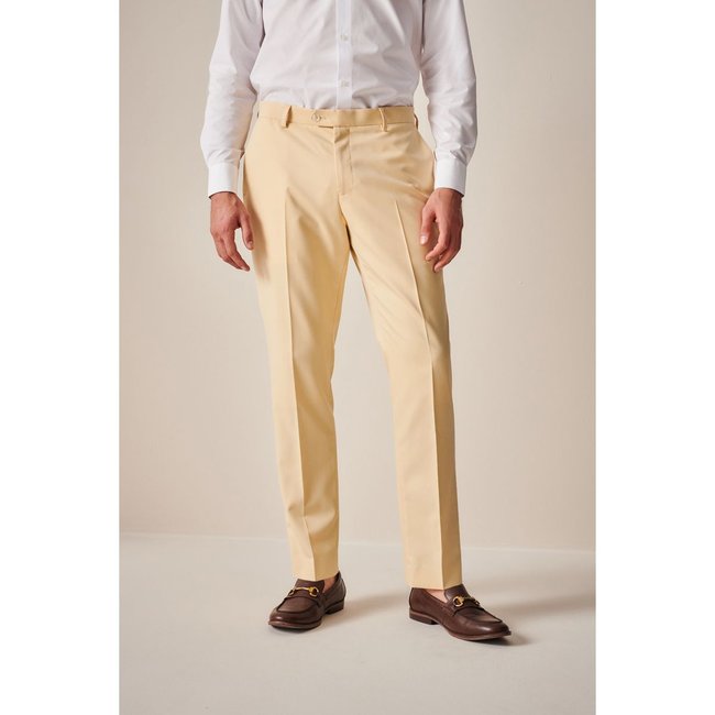 Pantalon de costume stretch coupe slim jaune <span itemprop=