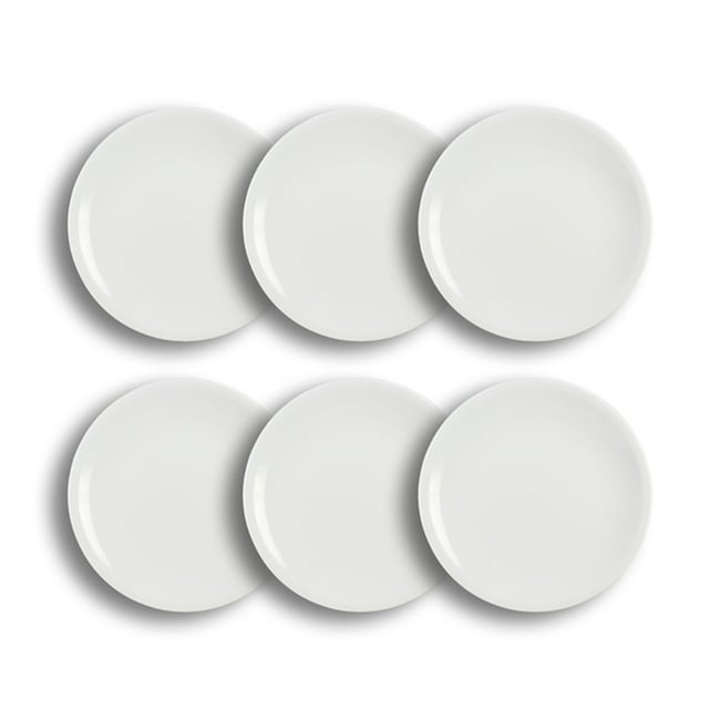 Lot de 6 assiettes plates 24,5cm en porcelaine, OMEGA Couleur blanc <span itemprop=