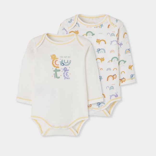 Lot 2 bodies bébé imprimé animaux multicolore <span itemprop=