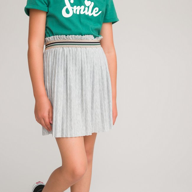 Jupe plissée, taille élastiquée gris clair chiné LA REDOUTE COLLECTIONS