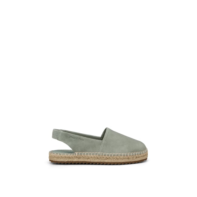 Espadrilles slingback modèle Gem en cuir de chèvre suédé vert clair <span itemprop=