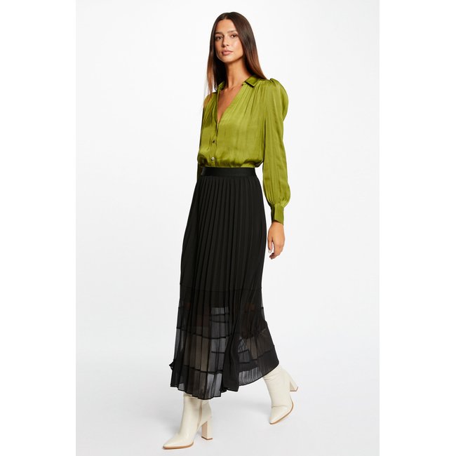 Jupe longue evasee plissee noir Morgan La Redoute