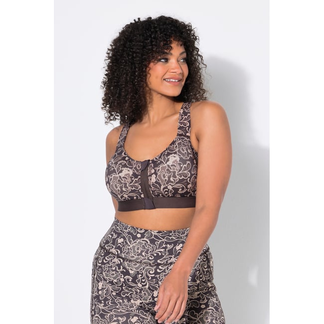 Soutien-gorge de sport, motif léopard acajou <span itemprop=