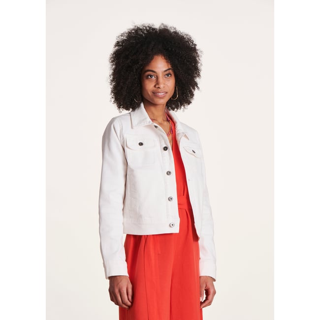 Veste courte ajustée en coton biologique blanc <span itemprop=