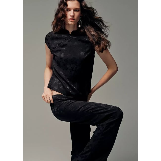 Haut jacquard à col officier - MANGO