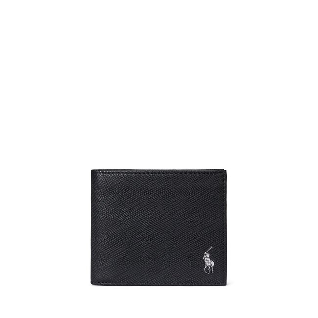 Portefeuille en cuir Saffiano noir <span itemprop=