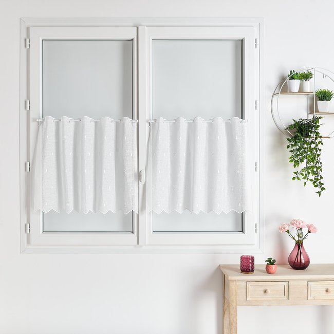 Brise bise en étamine motif losanges blanc <span itemprop=