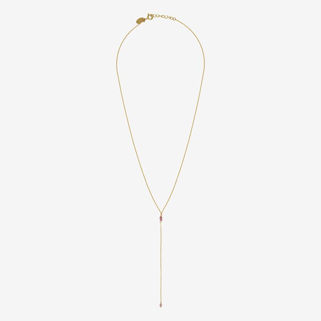 Collier cravate longue venus tourmaline rose rose <span itemprop=