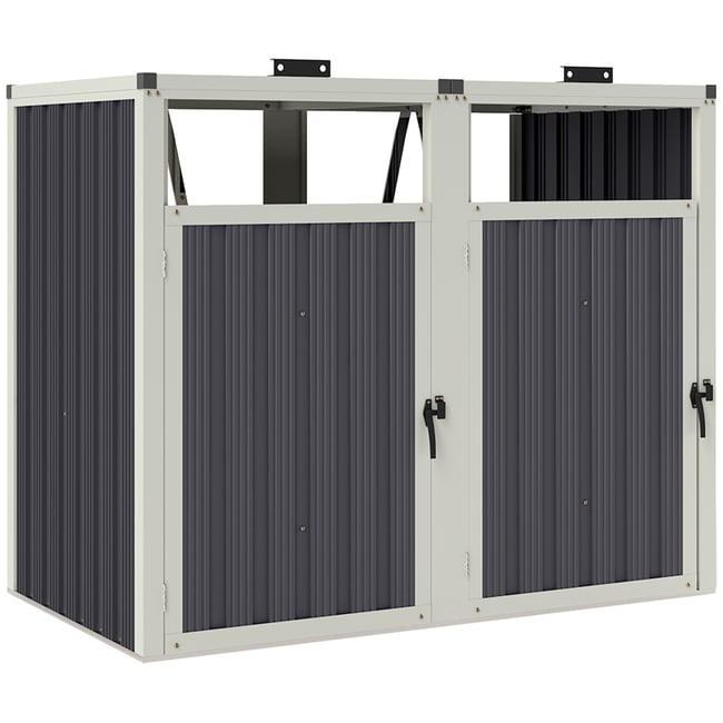 Abri pour poubelles Acier galvanisé Gris gris <span itemprop=
