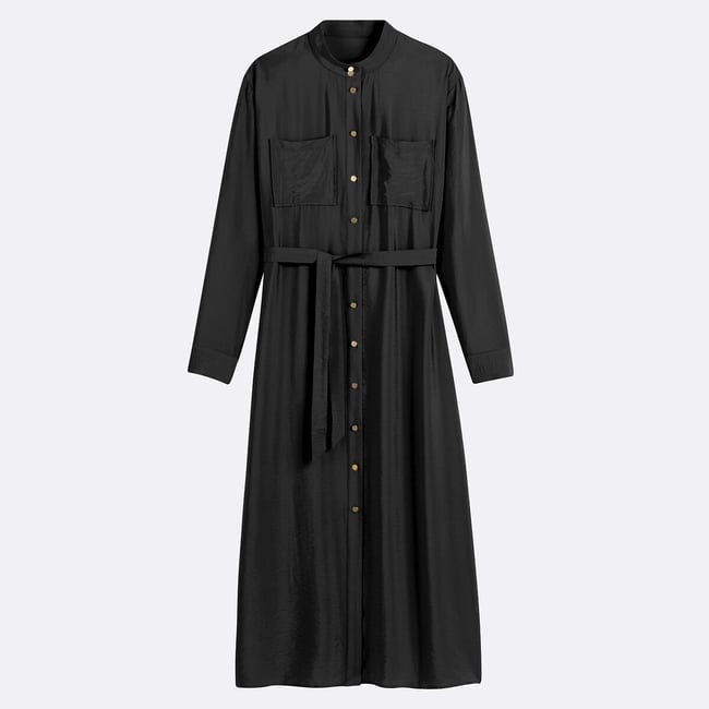 Long Straight Dress with Belt and Mandarin Collar - LA REDOUTE COLLECTIONS