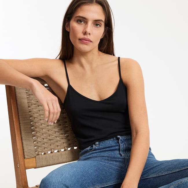 Tanktop met smalle schouderbandjes - LA REDOUTE COLLECTIONS