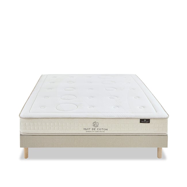 Ensemble Prélude 2.0 90x190 cm Matelas Latex 100% Naturel + Sommier Bois Couleur beige <span itemprop=