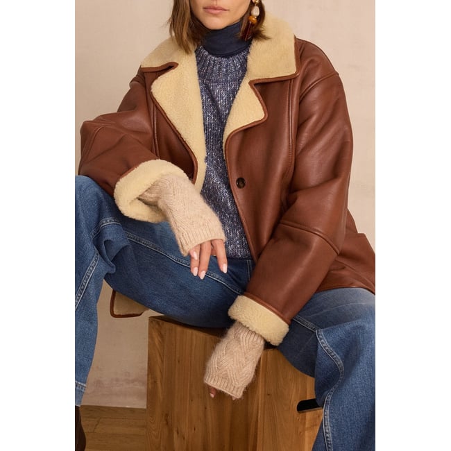 Maison 123 PEAU wolleE DEBBIE M CUIR beige <span itemprop=