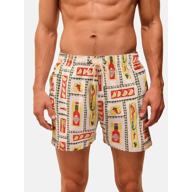 Short de bain texturé tabasco 13 cm multi-couleurs <span itemprop=