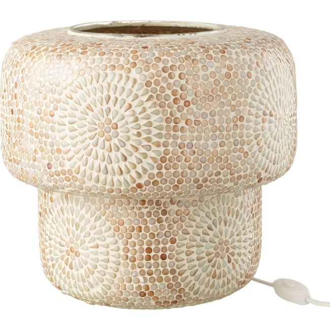 Lampe de table mosaïque en verre Couleur beige et blanc <span itemprop=