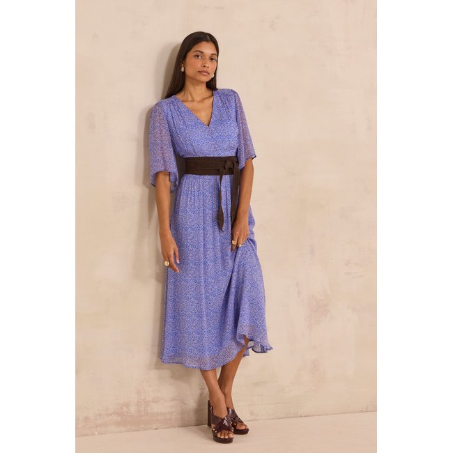 Robe imprimée fluide BRADIE bleu <span itemprop=