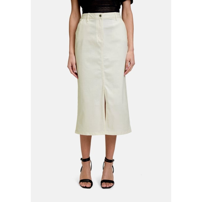 Jupe en jean à effet délavé blanc <span itemprop=