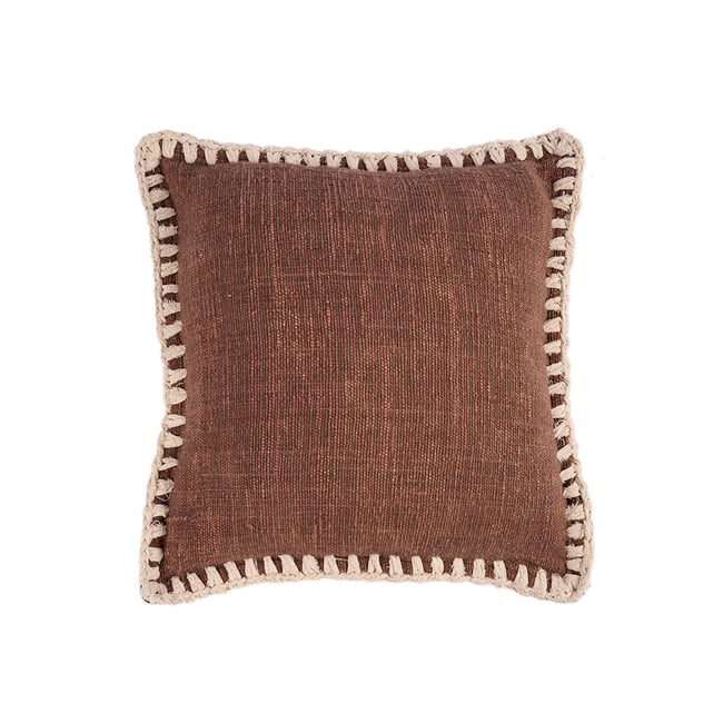 Housse de coussin en coton ESPRESSO brun écru <span itemprop=