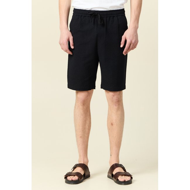 Short droit taille élastiquée noir <span itemprop=