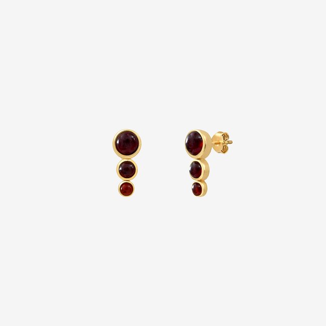 Boucles d'oreilles dorées grenat - andrea grenat rouge <span itemprop=