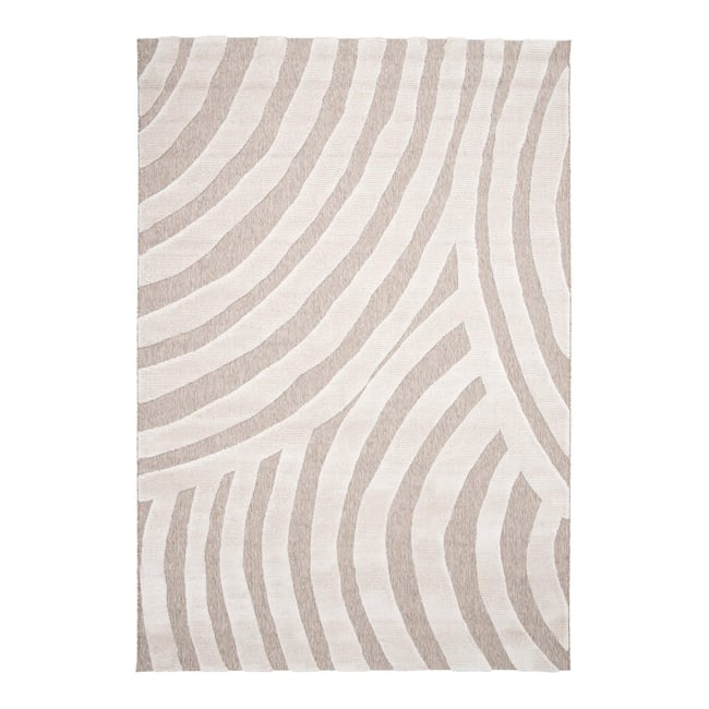 Tapis en relief style japandi ONDE Couleur beige sable <span itemprop=