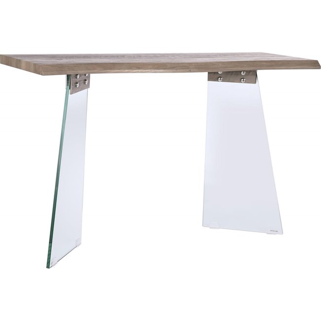 Console en verre et bois, Moderno Couleur gris clair transparent <span itemprop=