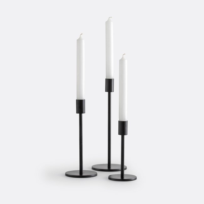 Lot de 3 bougeoirs, Oror Couleur noir <span itemprop=