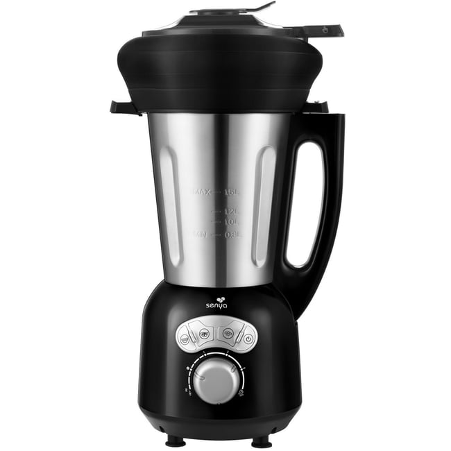 Blender chauffant cook&ice et son panier vapeur en silicone noir <span itemprop=