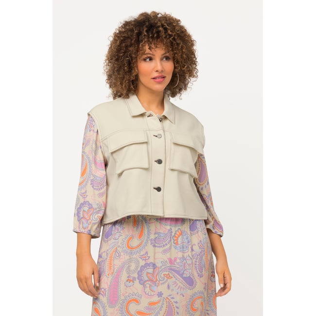 Gilet en molleton, coutures épaisses ivoire <span itemprop=