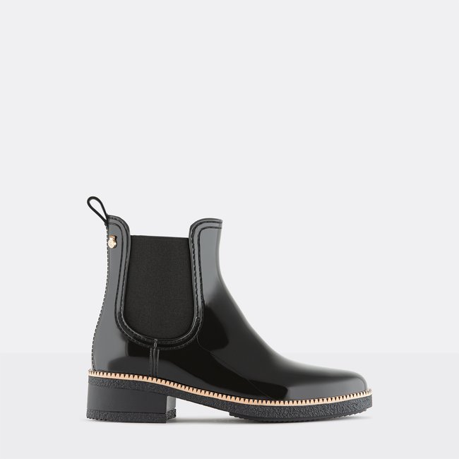 Boots de pluie vegan à talon AVA noir <span itemprop=