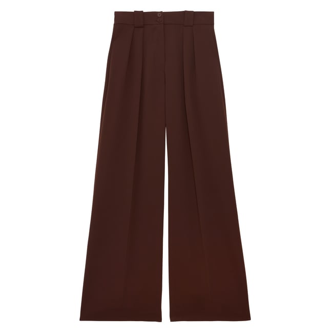 Pantalon à pinces Marlène marron <span itemprop=