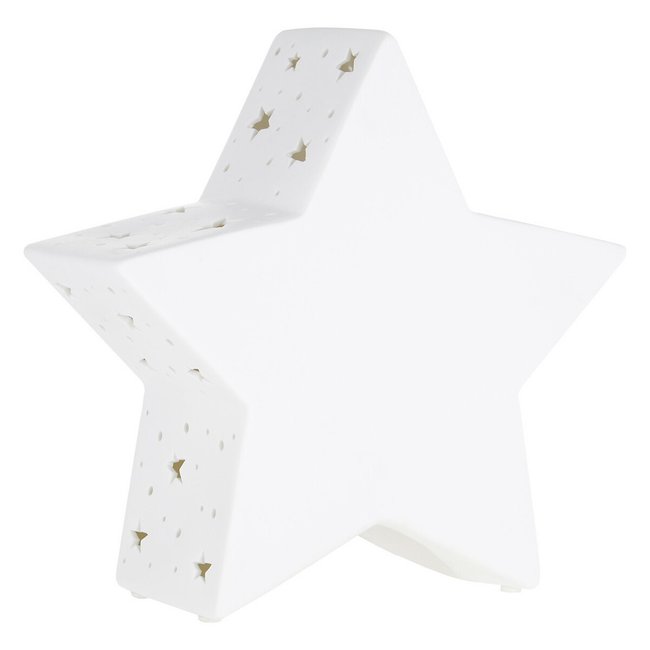 Kids White Ceramic Star Night Light, white, SO'HOME