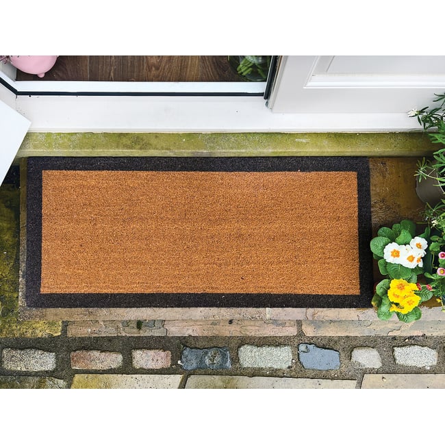 Black Border Coir Doormat 55x125cm, black, MY MAT