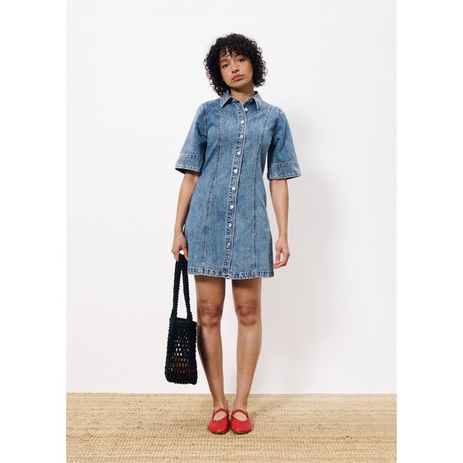 Robe  en coton ELLYNE bleu jean <span itemprop=