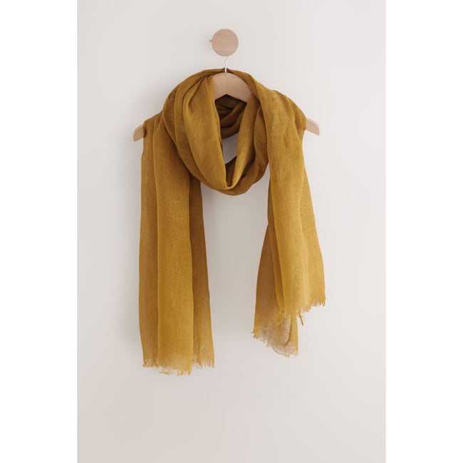 Foulard en lin vert olive <span itemprop=