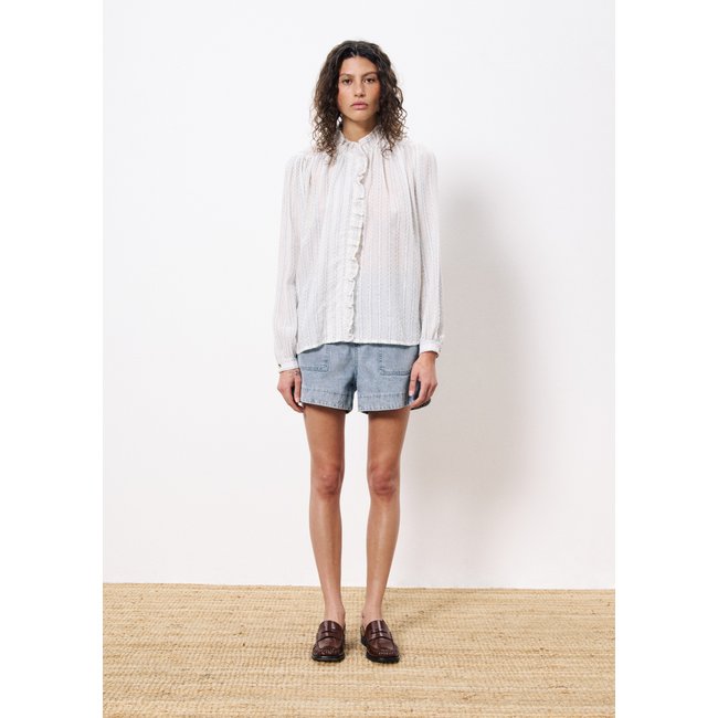 Chemise  en coton CELENA blanc <span itemprop=