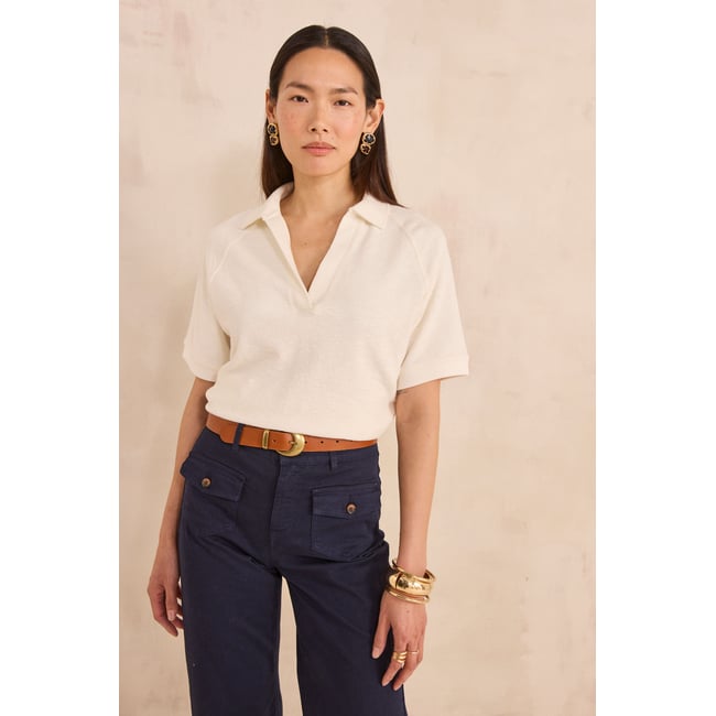 T-shirt à manches courtes en coton LEXY ecru <span itemprop=