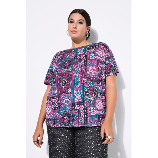 T-shirt oversize, imprimé à fleurs mûres <span itemprop=