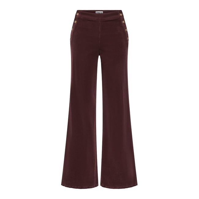Corduroy Wide Leg Trousers, burgundy, ONLY