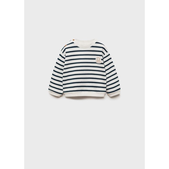 Sweat-shirt coton rayures bleu marine foncé <span itemprop=