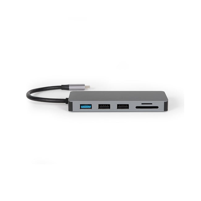 Hub USB C 7 en 1 gris <span itemprop=