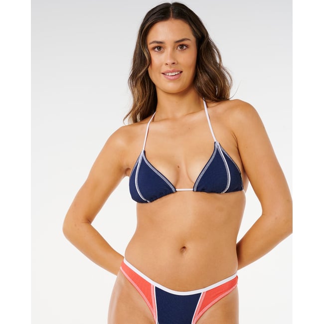 Haut de maillot de bain triangle coulissant SURF TIDE bleu marine foncé <span itemprop=