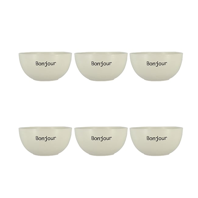Lot de 6 bols en grès 58cl, BONJOUR Couleur blanc <span itemprop=