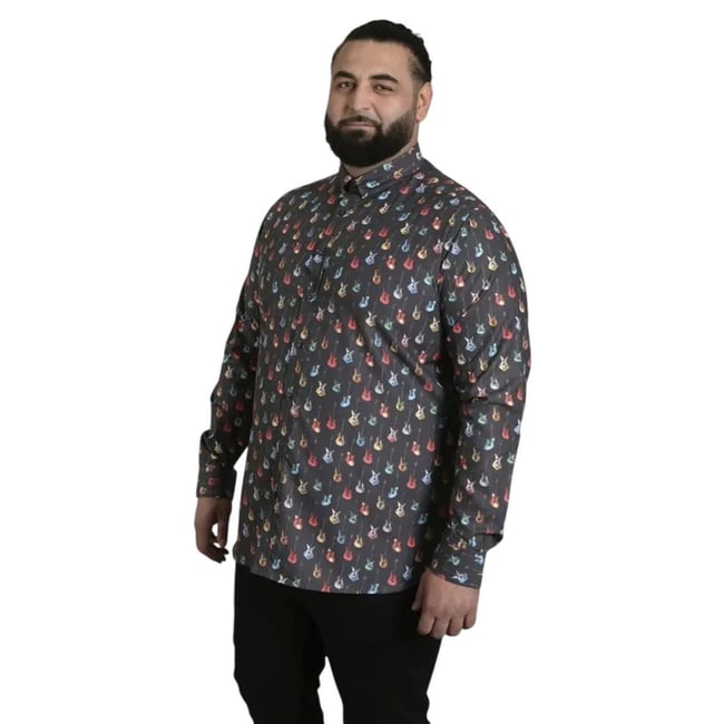Chemise motif/style guitare WAKEFIELD gris <span itemprop=