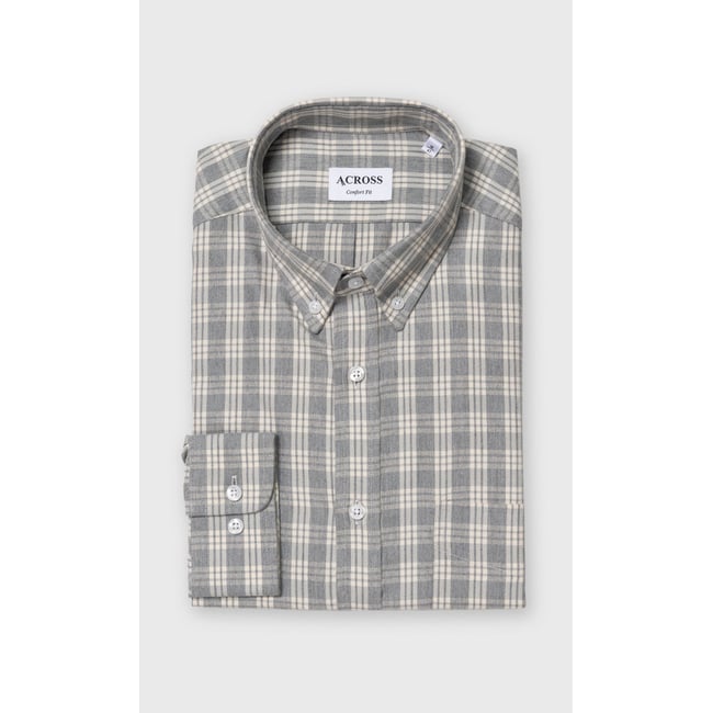 Chemise Confort fit à carreaux en flanelle  e gris moyen <span itemprop=
