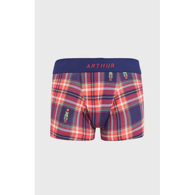 Boxer enfant en jersey de coton à carreaux Léon rouge <span itemprop=