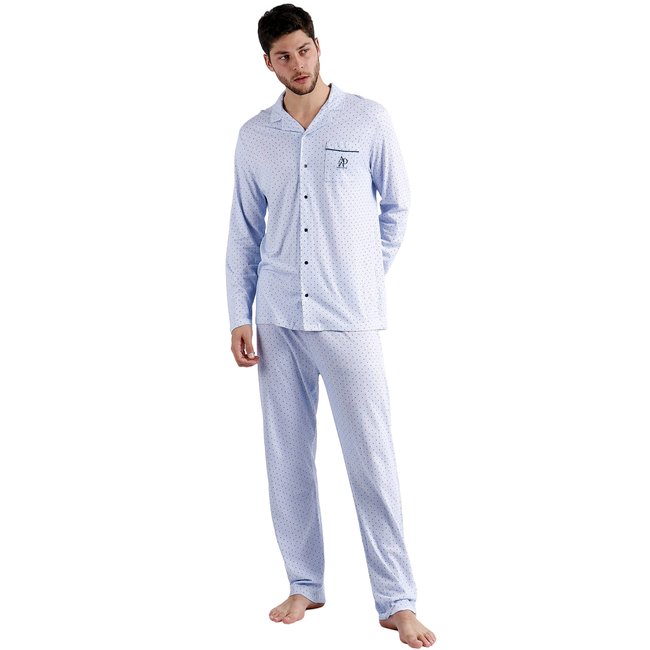 Pyjama pantalon et chemise StripesDots bleu <span itemprop=