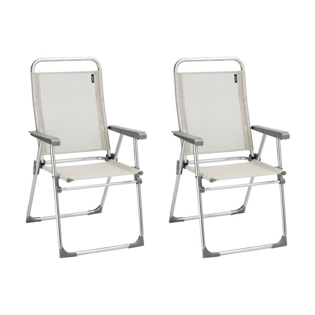 Lot de 2 fauteuils pliants - ALU VICTORIA beige seigle <span itemprop=
