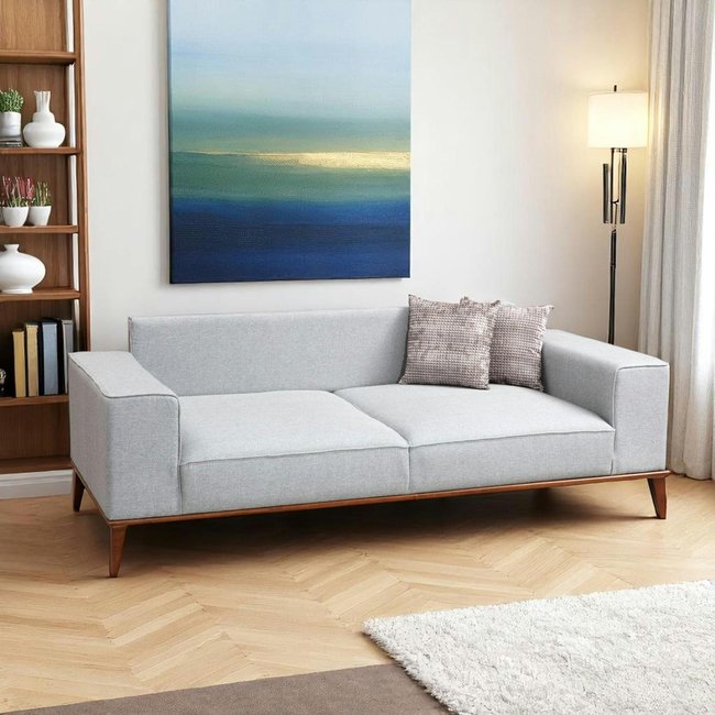 Canapé 3 places gris - lit d'appoint, coussins capitonnés TOYA Couleur gris <span itemprop=